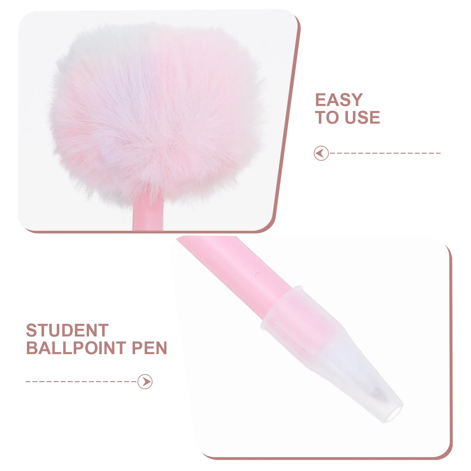 10Pcs Lovely Pompom Ballpoint Pen Bright Color Ergonomic Grip Writing Pen for Students Children Kawaii Stationery Portable