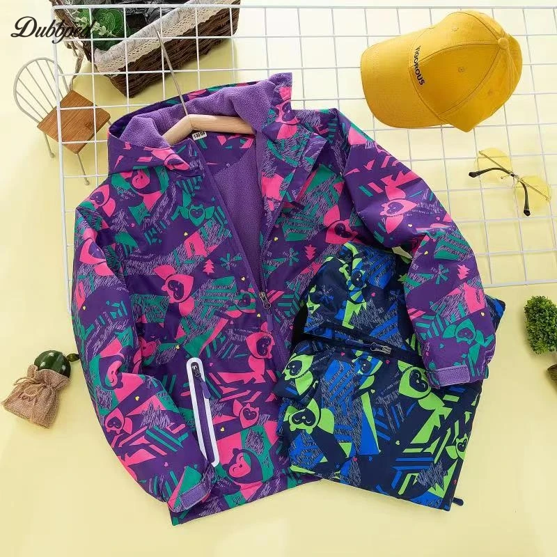 Dubbped Reflective Stripe Waterproof Boys Jacket Windproof Outerwear Warm Polar Fleece Coat Hoodie Autumn Winter Kids Clothes