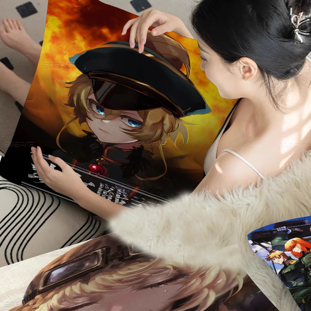 

Saga Of Tanya The Evil Pillow Covers Cartoon Sofa Decorative Home Double-sided Printing Short Plush Cute Cushion Cover