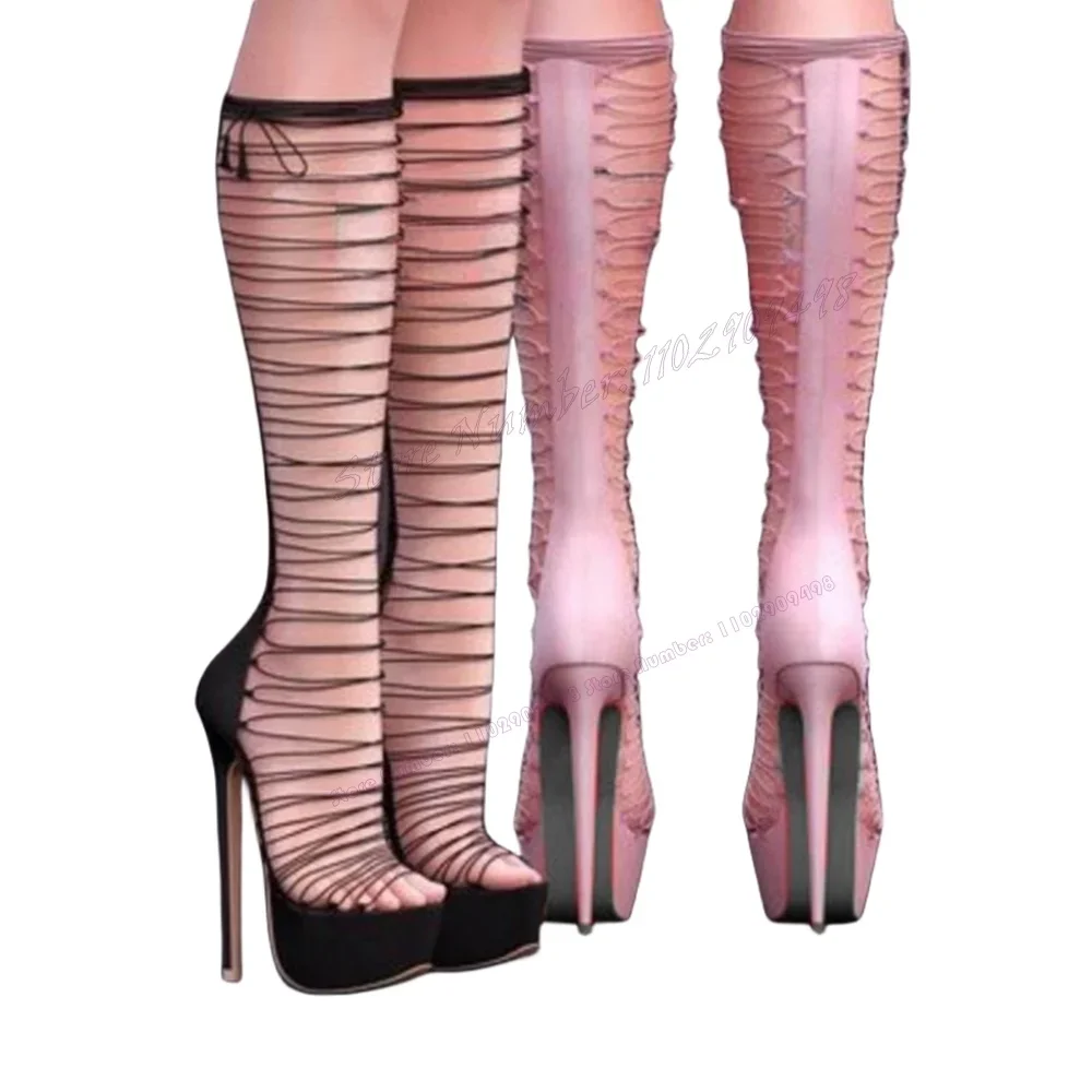 أسود عبر حزام صنادل أرضية الأحذية جولة تو أحذية للنساء الخناجر عالية الكعب مثير سيدة أحذية 2023 Zapatos Para Mujere #2