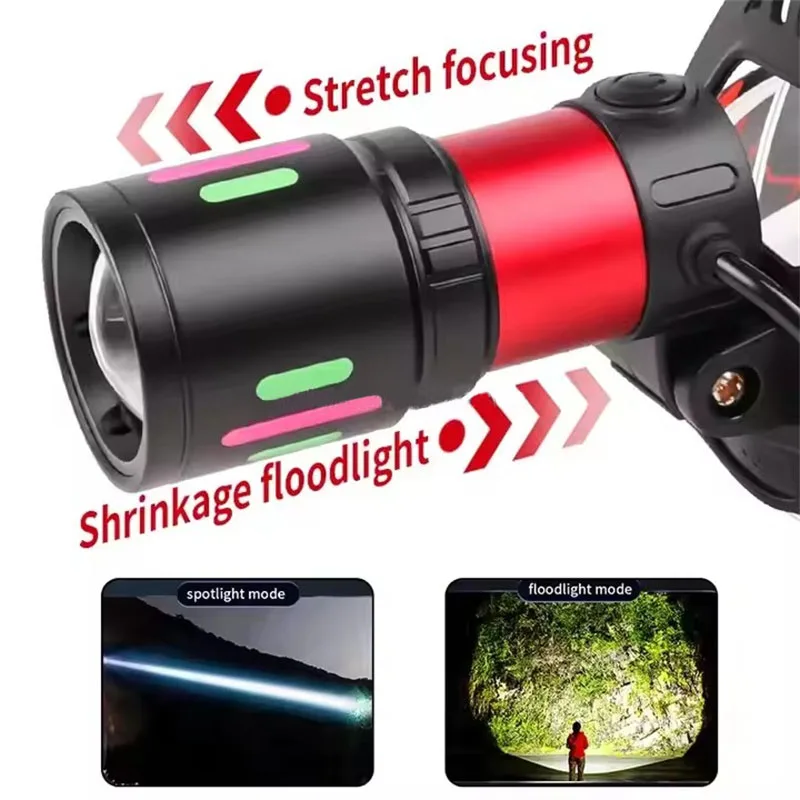 Powerful Aluminium Alloy Head Flashlight Power Display Headlight Led Head Rechargeable Phone Head Led Light Fishing Lantern