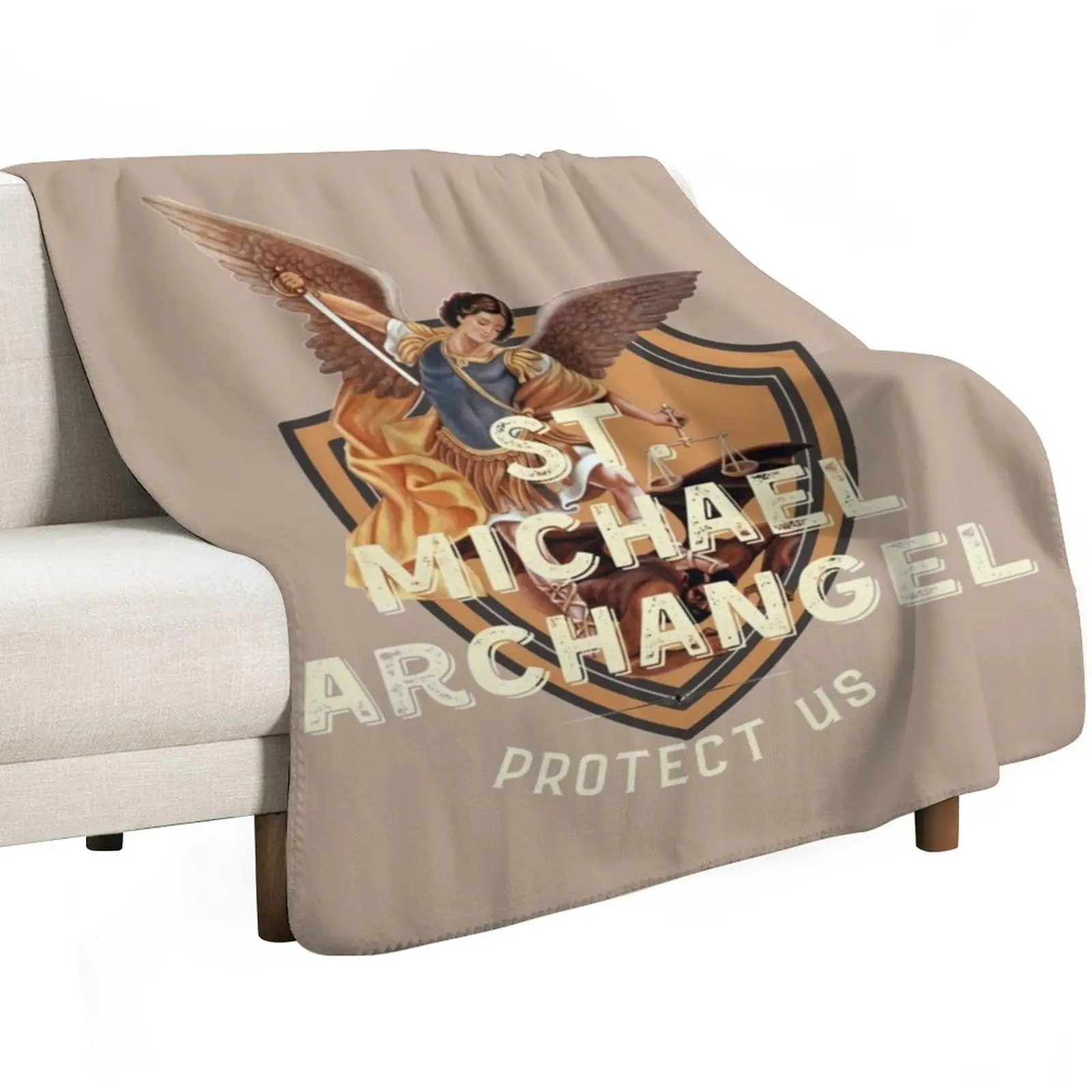Saint Michael, St Michael Archangel Throw Blanket Travel Size Cozy Blanket for Plane Train