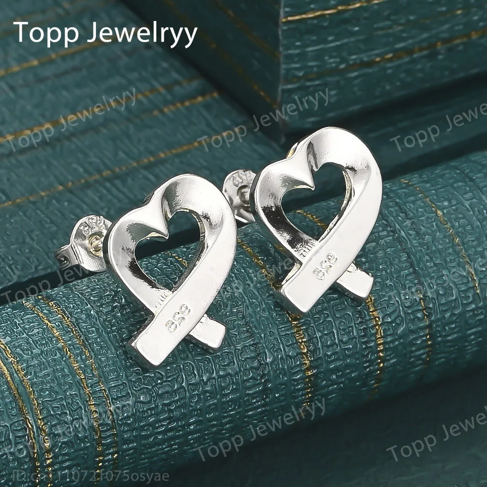 

Elegant 925 Sterling Silver Exquisite Heart Shape Stud Earrings Fashion Women Wedding Gift Jewelry Accessories