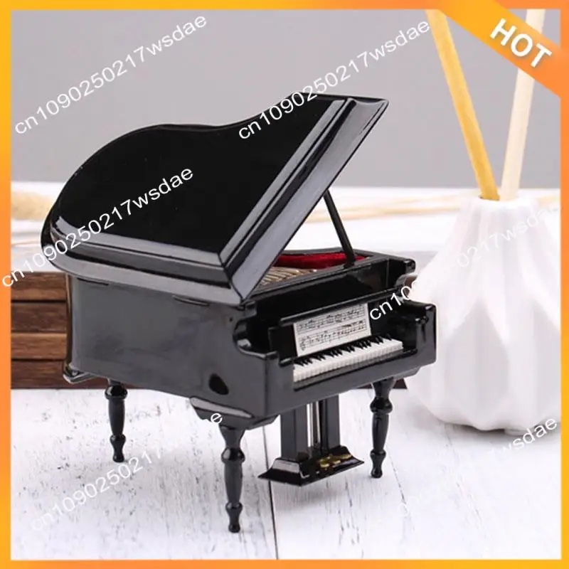 

X08A Miniature Grand Piano Model Kit Musical Instrument With Chair,For Home Office Decoration(Black, Without Music) Large