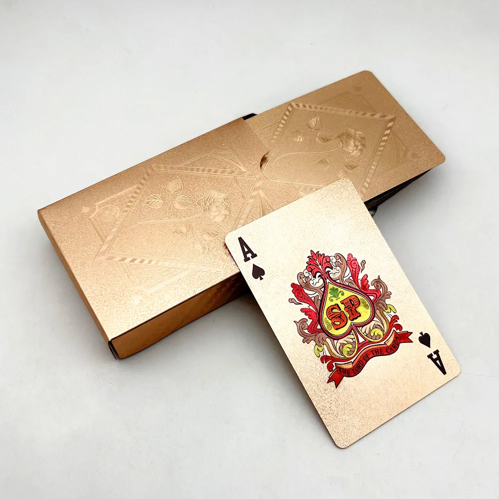 1 سطح السفينة بطاقات بوكر بلاستيكية بطاقات ارتفع الذهب الشظية مقاوم للماء اللعب بطاقات المنزل الأسرة مجلس لعبة #3