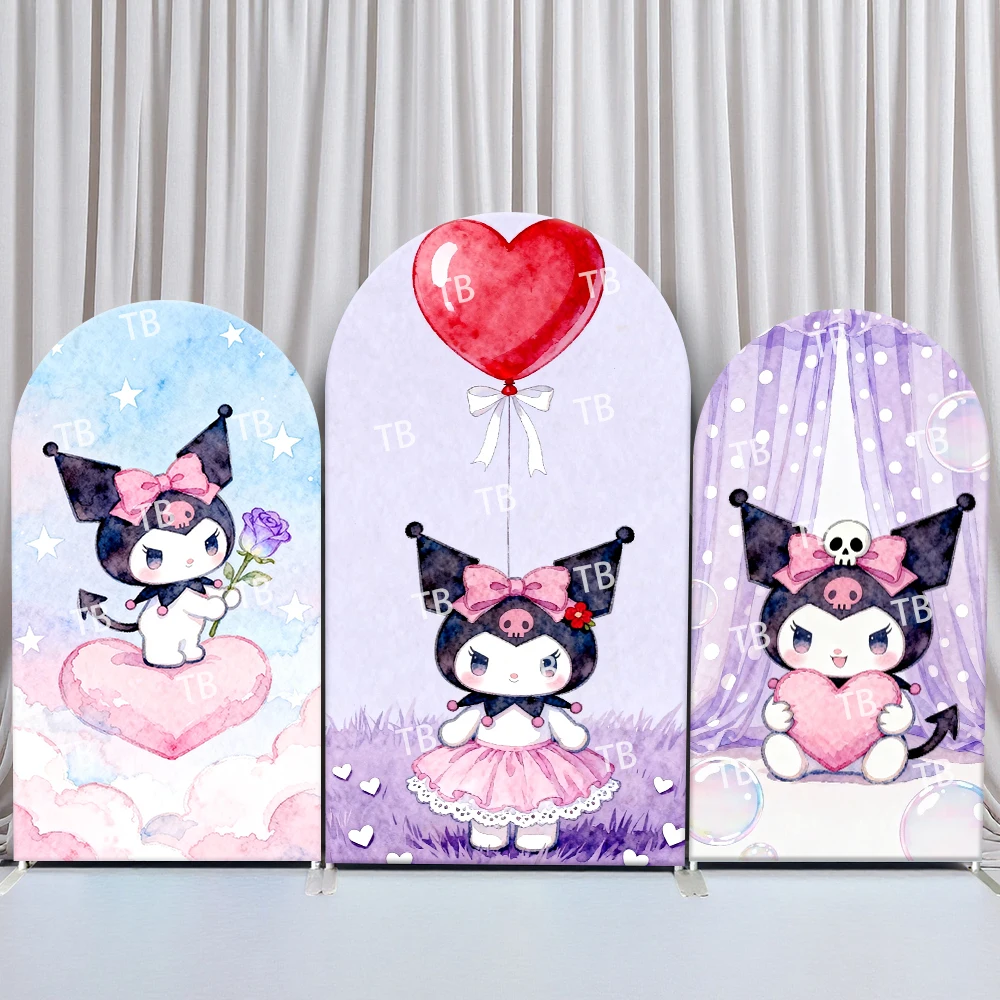 

Sanrio Kuromi Red Heart Style Arch Backdrop Cover Sweet Festive Scene For Kids Birthday Baby Shower Photo Booth Decor Background