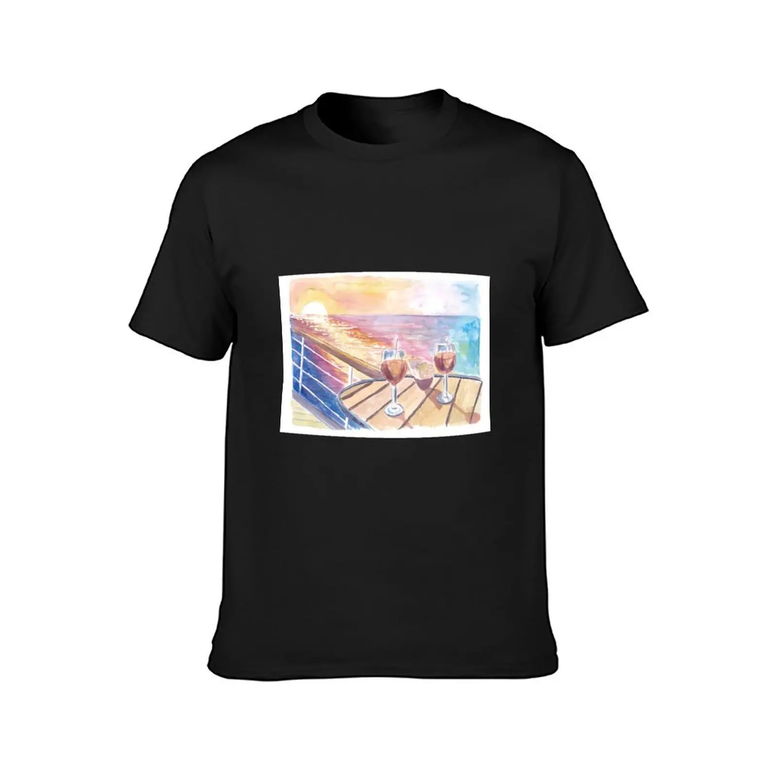 Cruise Dreams with Sunset Cocktails and Endless Sea Views T-Shirt heavyweights customs new edition plain white t shirts men