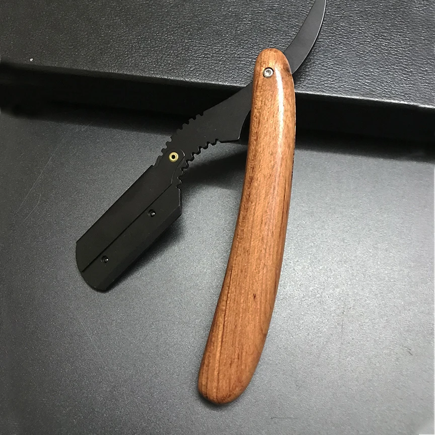 男性用のプロのあごひげシェーバー,あごひげシェーバー,木製ハンドル,ブレードシェービング,アイブロウ,交換可能,卸売