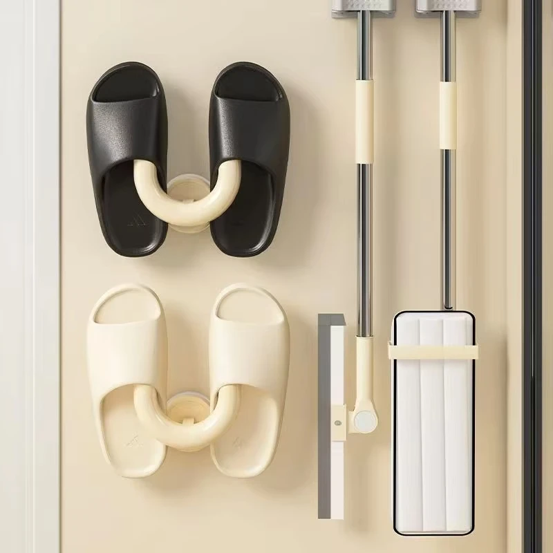 Badezimmer-Schuhregal mit Saugnapf, bohrfreie Wandmontage, Schuhregal mit Tropfschutz, Hängeregal mit Haken und Ablage