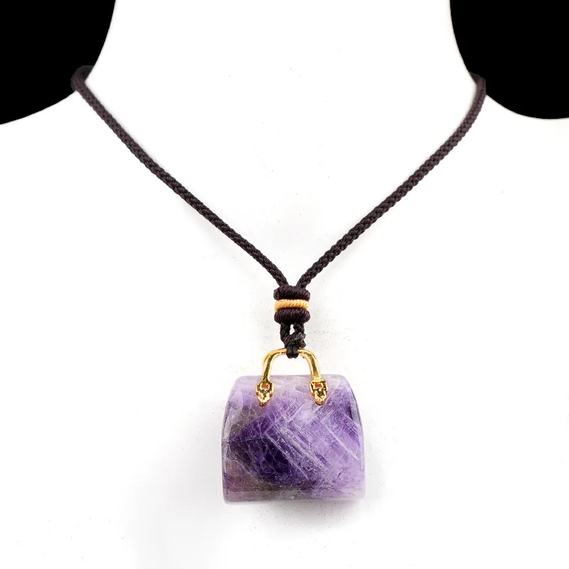 Over 20 Materials Artisan Stone Shape Pendant Colorful Handwoven Cotton Rope Woven Chain Necklace Fashion Jewelry Accessory