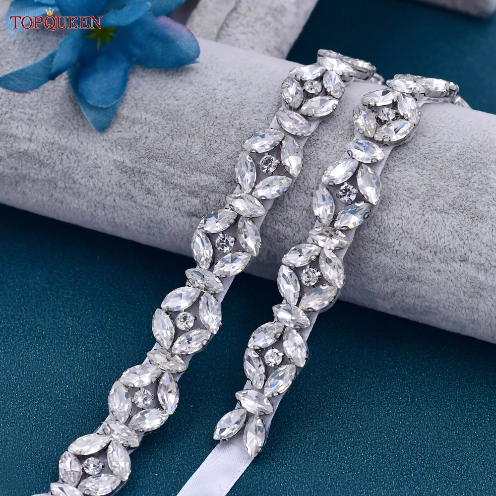 TOPQUEEN S111 Rhinestones Bridal Belt for Female Woman Wedding Evening Party Dress Decoration Accessories Moroccan Applique