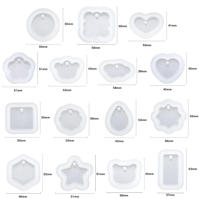 15PCS Silikon Schmuck Formen Kit mit Löchern DIY Herz UV Epoxidharz Form Halskette Schlüsselanhänger Anhänger Ohrringe Machen form Set