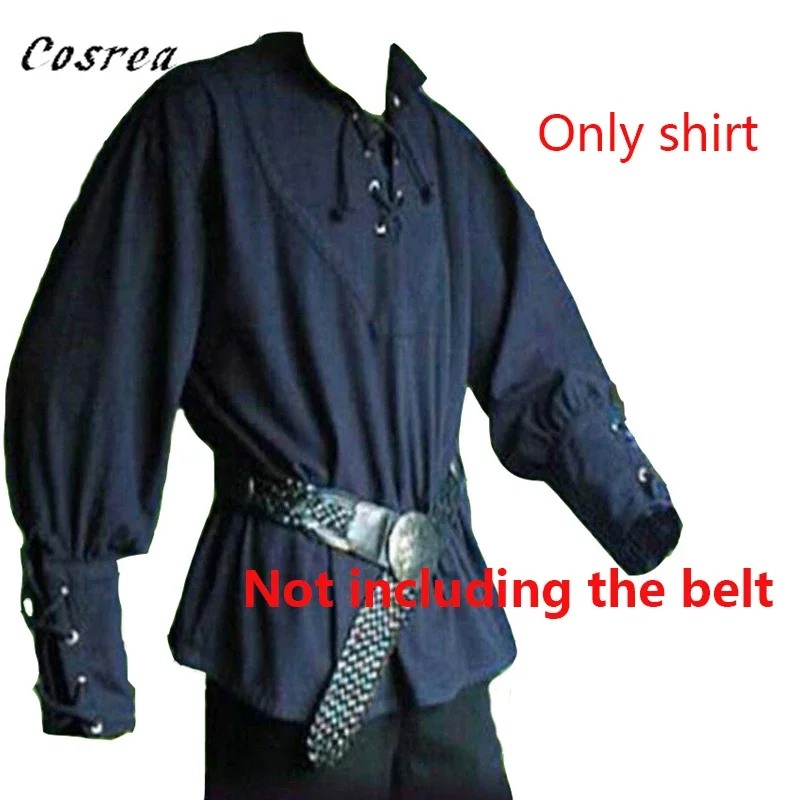 Wholesale Men Medieval Renaissance Long Sleeve Shirt Bandage Tops Pants Halloween Landlord Knight Shirt Vintage Costume Blouse