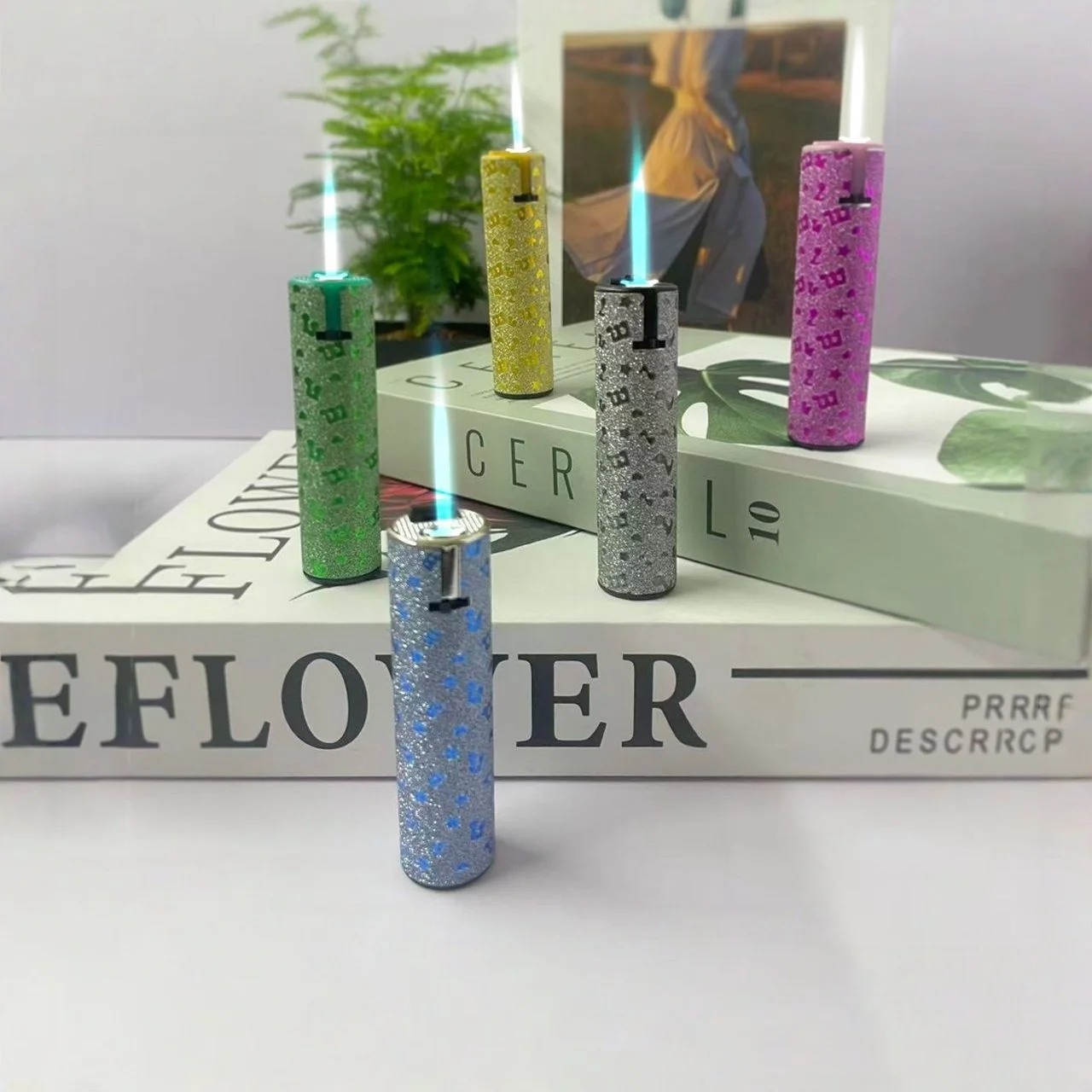 

Colorful Flashing Light New Model Metal Windproof Lighter Blue Flame Straight Out Rechargeable Cartoon Creative Boyfriend