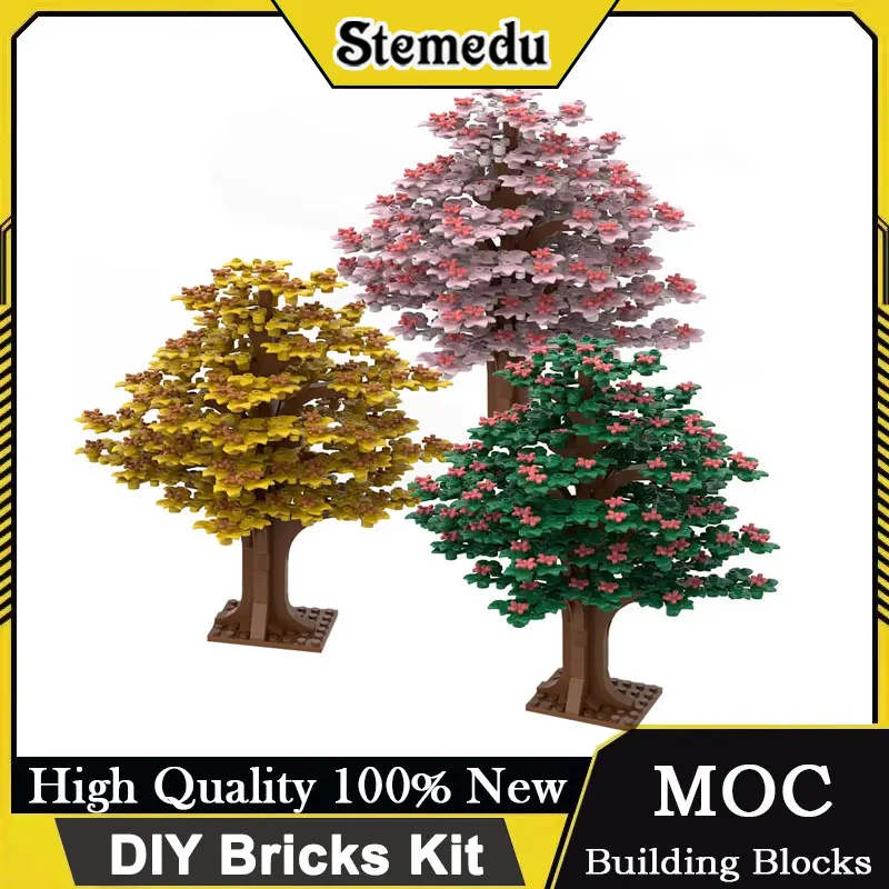 Grandi blocchi di costruzione dell'albero Fai da te Albero antico Scena del giardino Vista stradale Architettura botanica Regalo di mattoni di paesaggio dettagliati