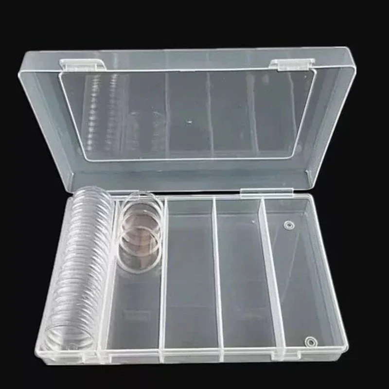 Home Storage Organization 27/30MM Clear Round Coin Cases Capsules Container Holder Storage Box Plastic For Storing Coins Bins