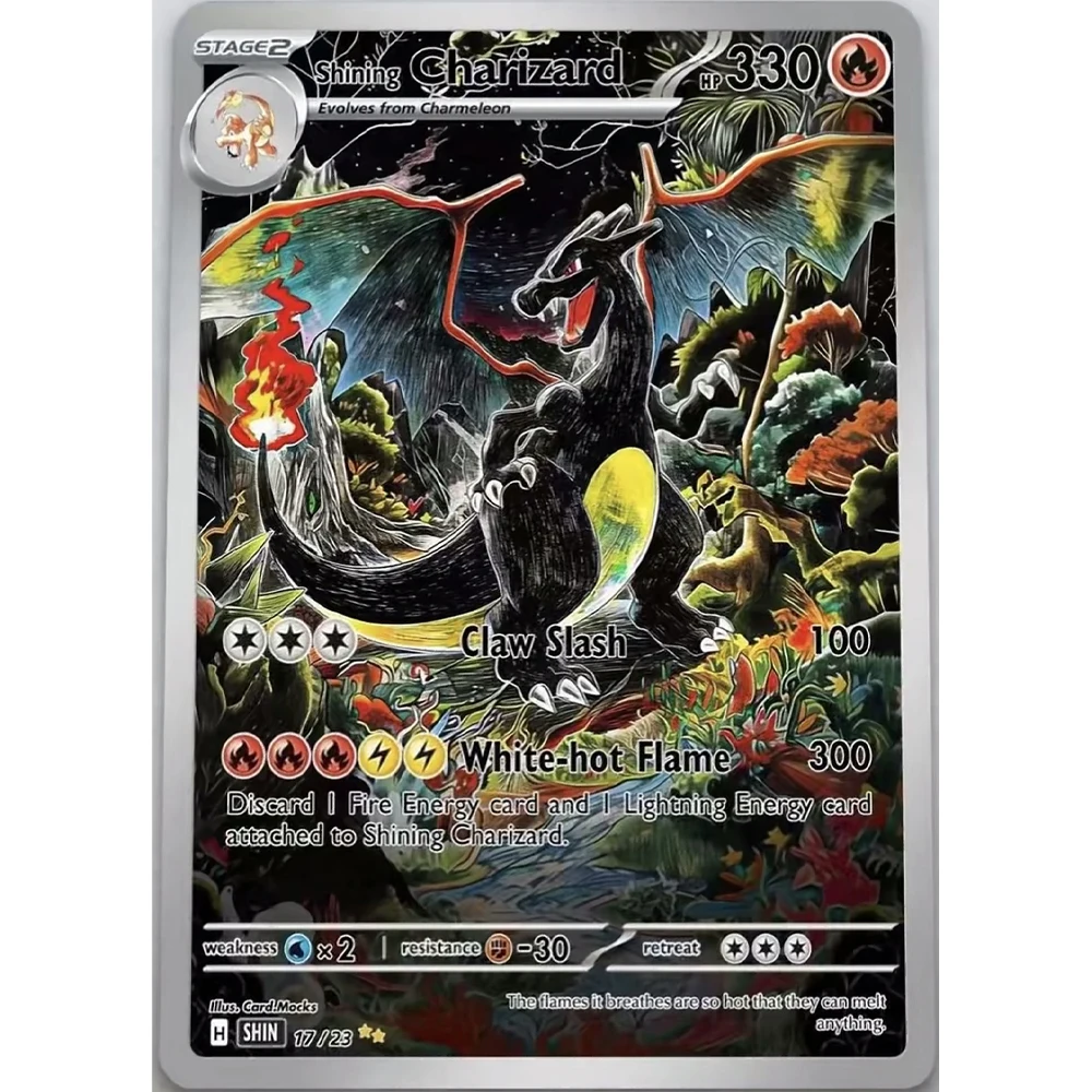 PKM PTCG Card Dark Fantasy Style Set Art Gengar Shining Chaizard Rapidash Custom Collectible Anime Game Cards with Holographic view 5