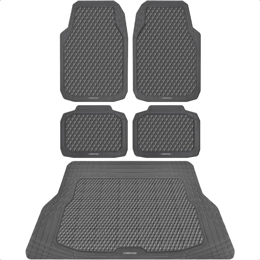 회색 고무 자동차 바닥 매트 및 화물 라이너 내구성 미끄럼 방지 3D 마름모 방수 자동차 패드 트림 핏 라이너 올웨더 트루