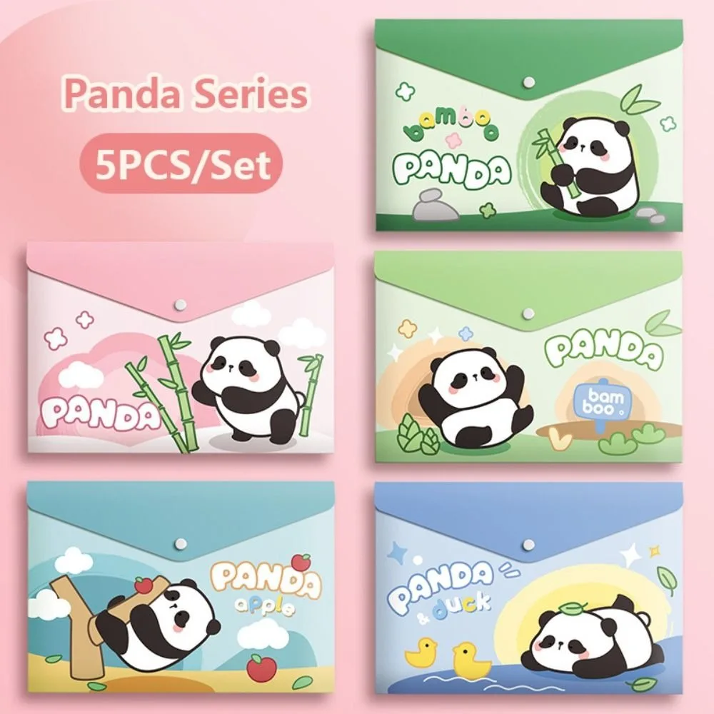 5PCS/Set Large Capacity A4 File Folder Test Paper Storage Waterproof Document Bag PP Snap-fastener Envelope Folder