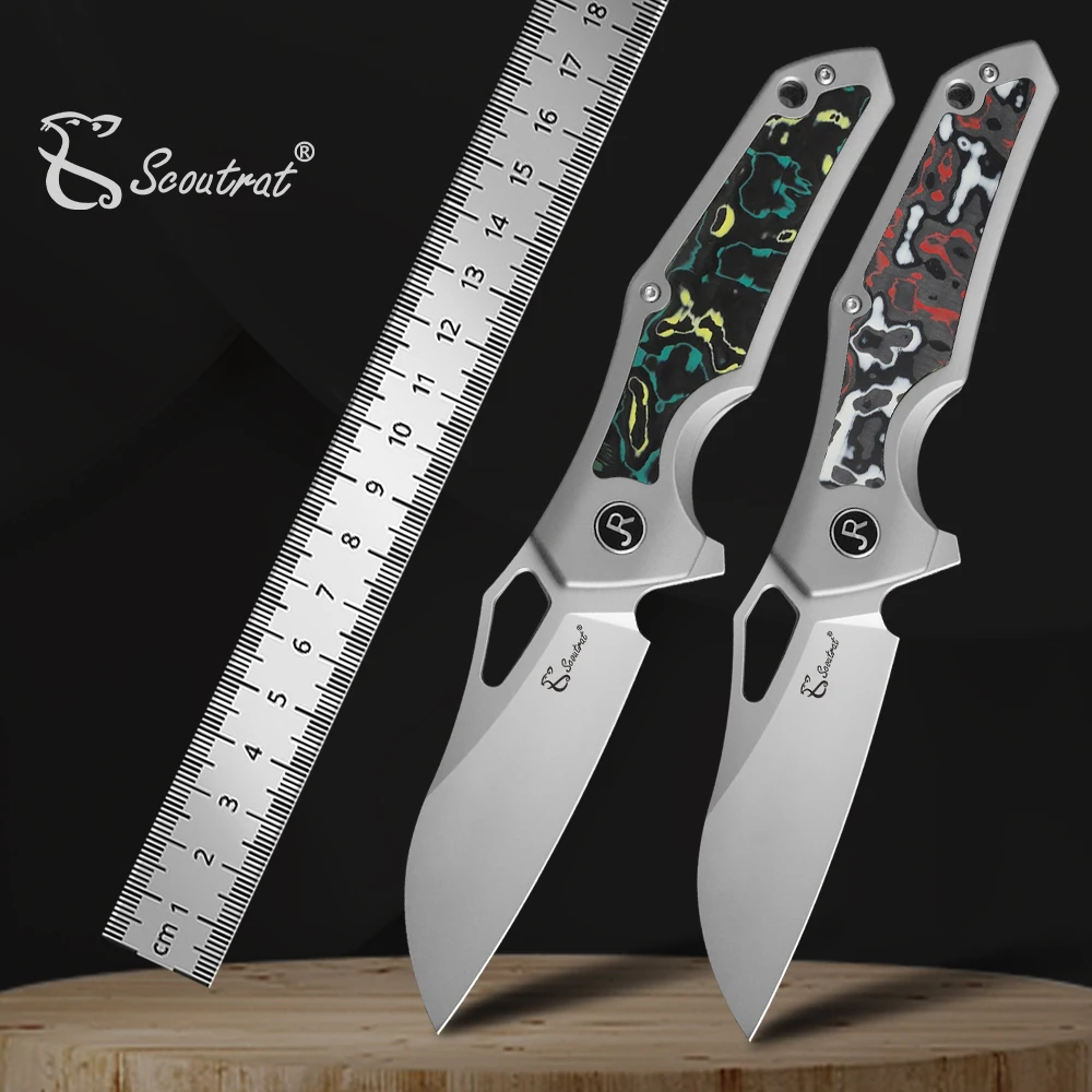

SCOUTRAT Folding Knife EDC Men's Hunting Survival Camping Pocket Knife Titanium Handle M390 Blade