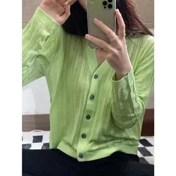 Fashionable and versatile hollowed-out cardigan ice silk long-sleeve shirt women's summer new cotton and linen sunscreen coat to