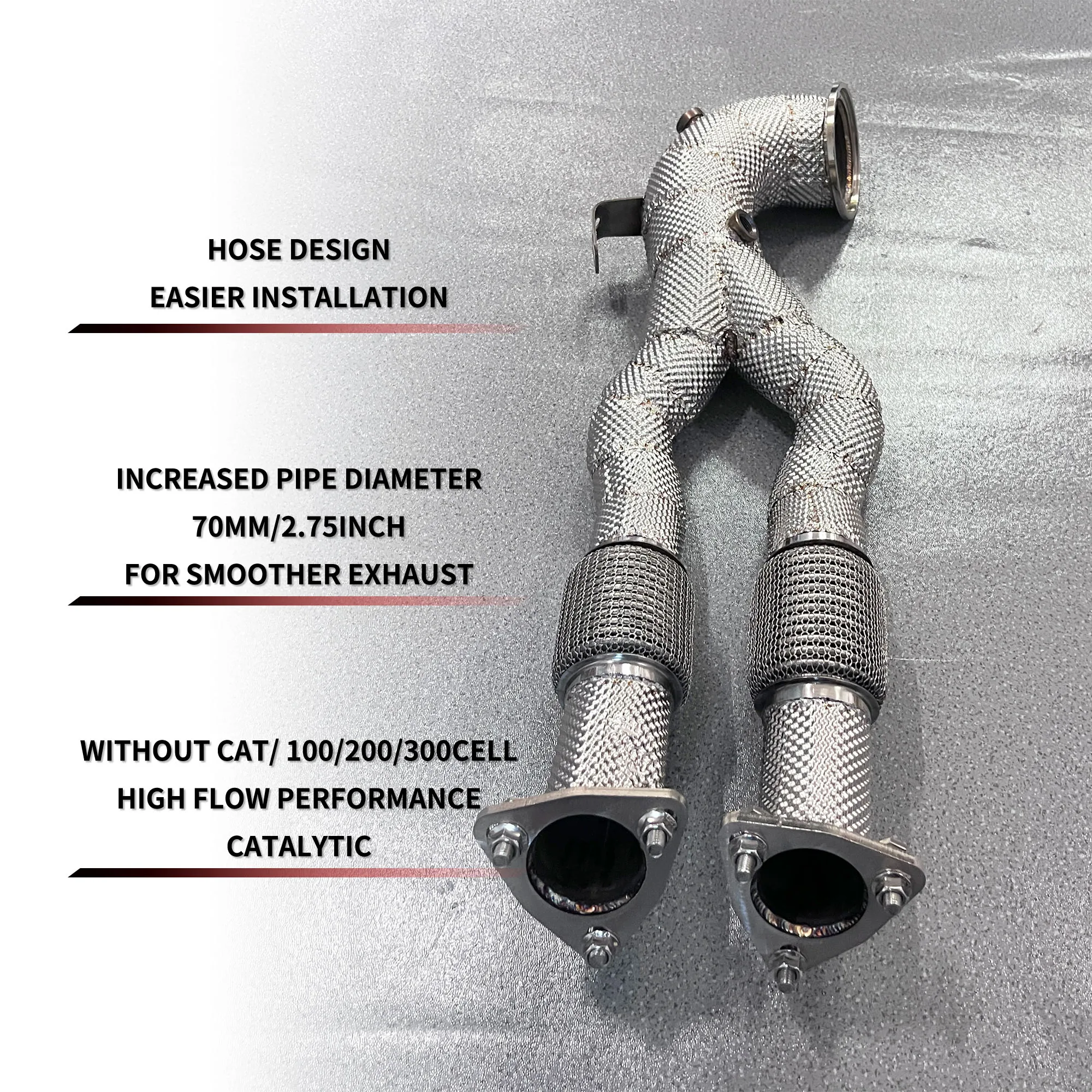 OEM Exhaust Downpipe for Audi RS3 TTRS 8V 2.5T 2023-2024 Stainless Steel Exhaust Downpipe System With OPF/DPF Mid Pipes
