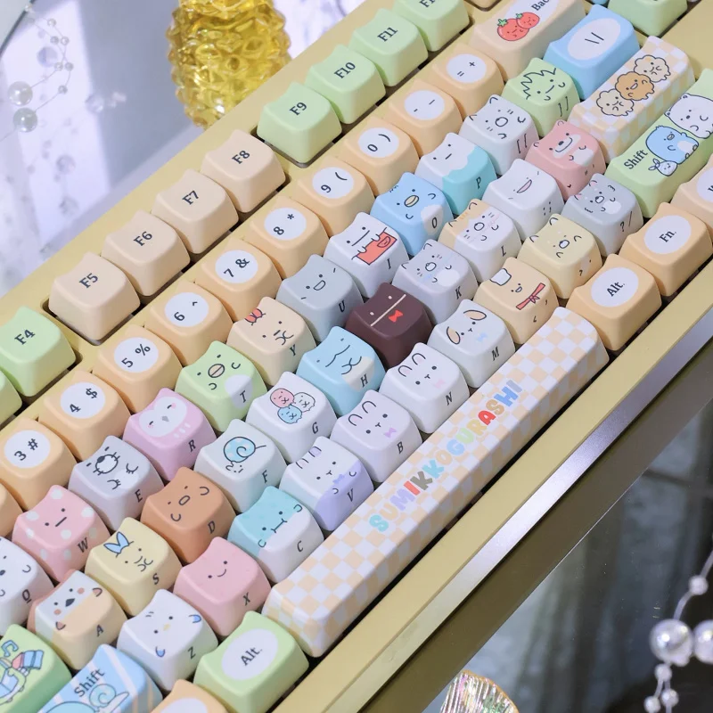 Cute Anime Keycaps Set,132 Keys Custom Mao Profile Dye-Sublimation PBT Key Caps For MX Mechanical Keyboard 60% 65% 75% 100%