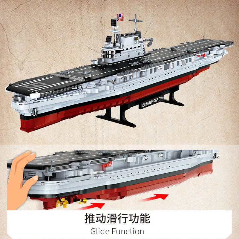 

1883Pcs Enterprise Aircraft Carrier Building Blocks Model Children's Boys Assembly Toy Educational Fun Creative NO.4206