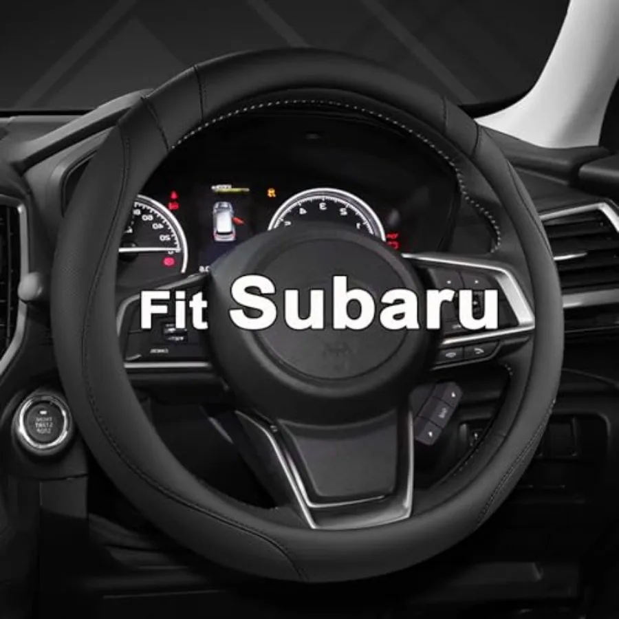 

Customized Auto Car Steering Wheel Cover for Subaru ForesterOutback Crosstrek Impreza Legacy 14.5-15 inch Black-Standard Size