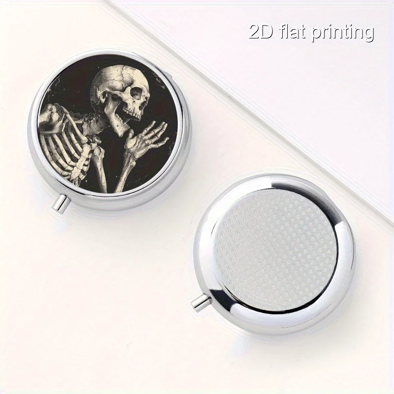 Skull-Shaped Round Small Box, 3-Compartment Metal Box, Mini Portable Sealed Box, Multi-Compartment Storage, Portable Daily Small Box, Suitable for Birthday, Party, Anniversary, Christmas, Halloween Gifts, an Ideal Gift for Family, Friends, Partners, or Girlfriends