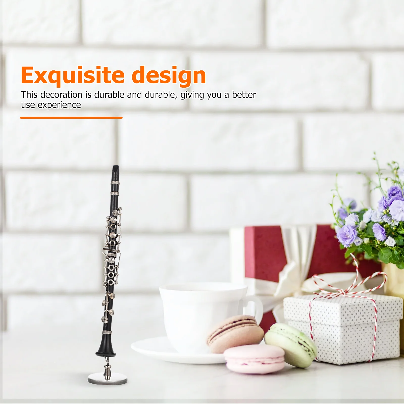 Clarinet Instrument Ornament Decorative Domestic Metal Variety Unique Shape Figure Adornment Decoration