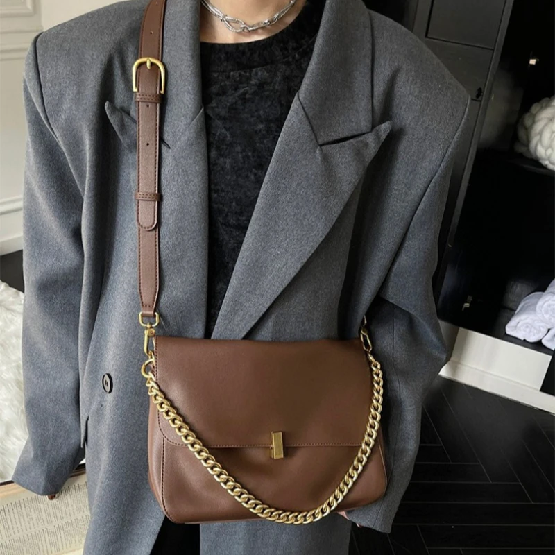 

Cowhide Large Bags Crossbody Bags for Woman Shoulder Bag Chain Shopping Bag Large Capacity Commuting Designer Bags Сумка Sac