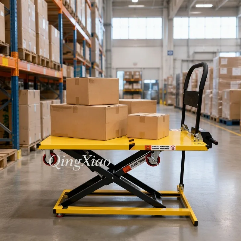 Multifunctional Hydraulic Lifting Trolley Mobile Portable Load 300/500kg Hand Cart Small Onboard Lifting Platform For Warehouse