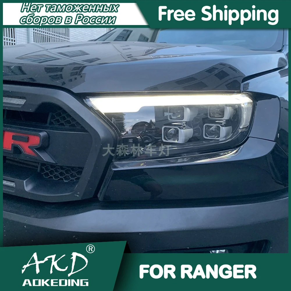 Car For Ford Ranger 2016-2020 Headlights DRL Day Running Light LED Bi Xenon Bulb Fog Lights Car Accessory Everest Head Lamp