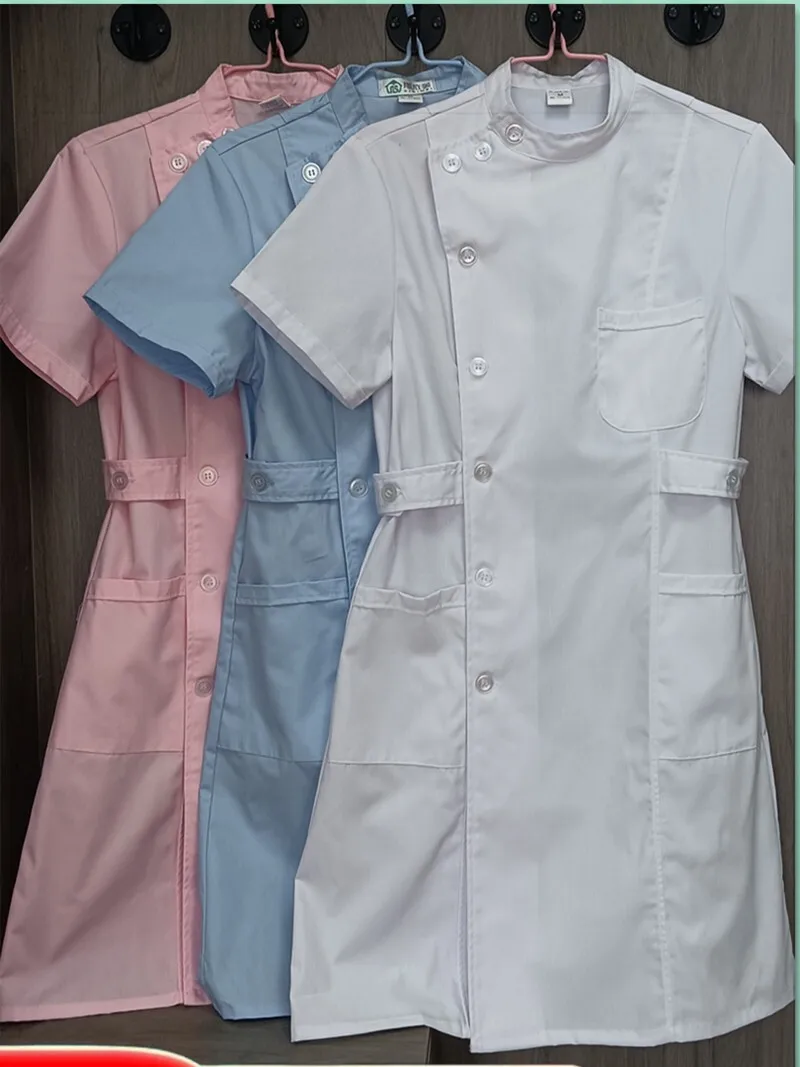 

Nurse uniform short-sleeved, women's, stand-up collar, long sleeves, baby doll collar, beauty salon, side-opening workwear