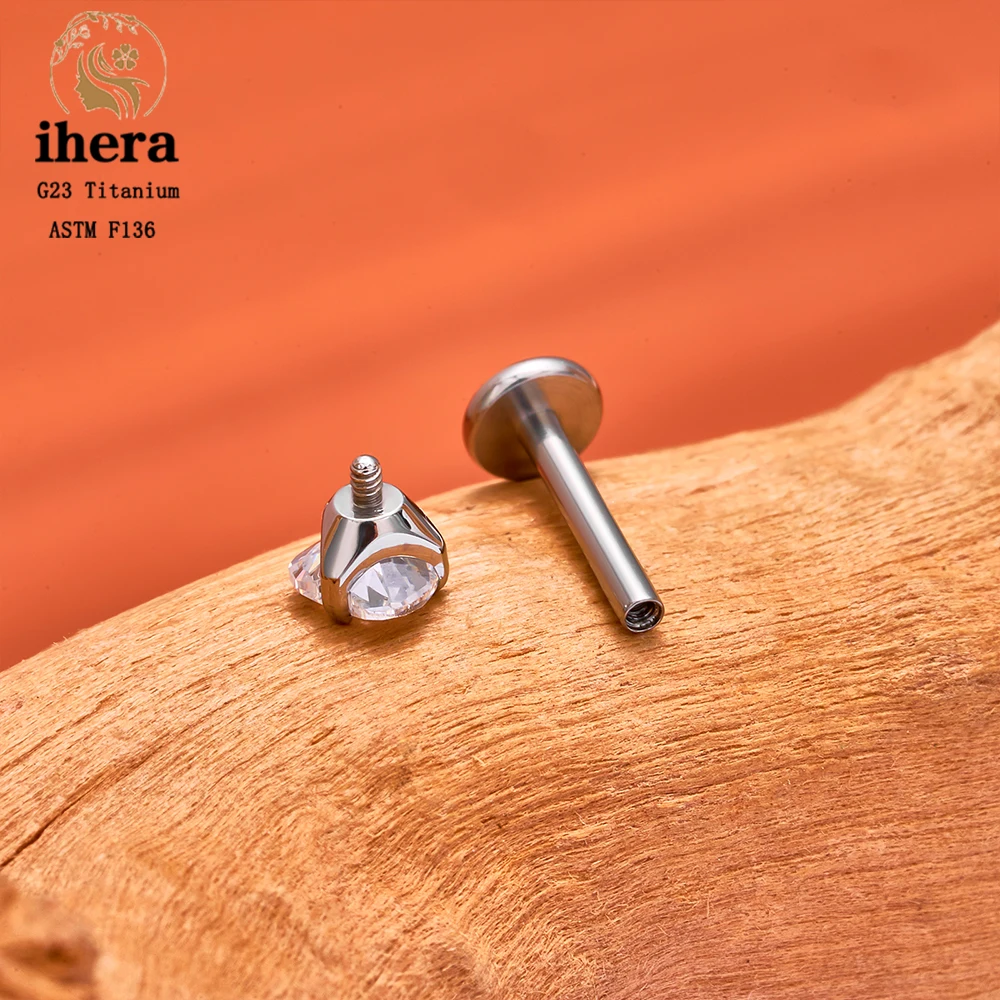 1/10PCS ASTM F136 Titanium 16G Heart CZ Earring Studs Flat Back Labret Lip Stud Ear Nose Cartilage Tragus Helix Piercing Jewelry