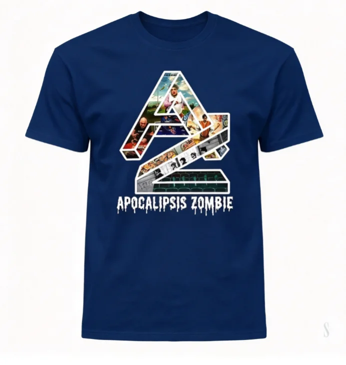 2026 Horror Drip Letter Art Tee Men Women AZ Shape Photo Collage Zombie Apocalypse Graphic Cotton Short Sleeve Tshirt