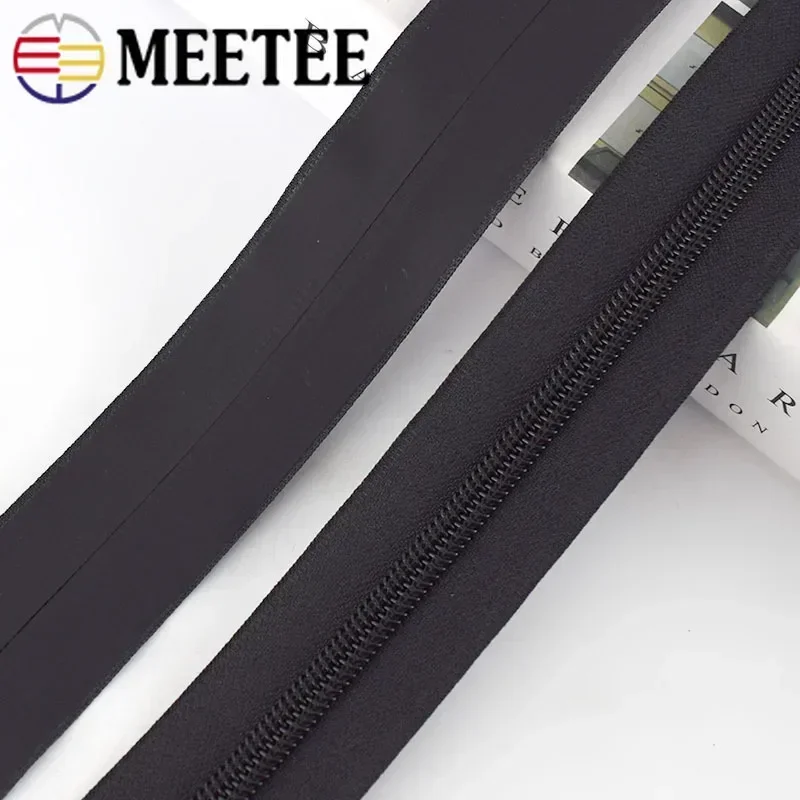 2/5M 3# 5# 8# 10# Waterproof Zippers Black Invisible Nylon Zipper for Sewing Outdoor Jacket Bags Suitcases Coil Zips Accessories