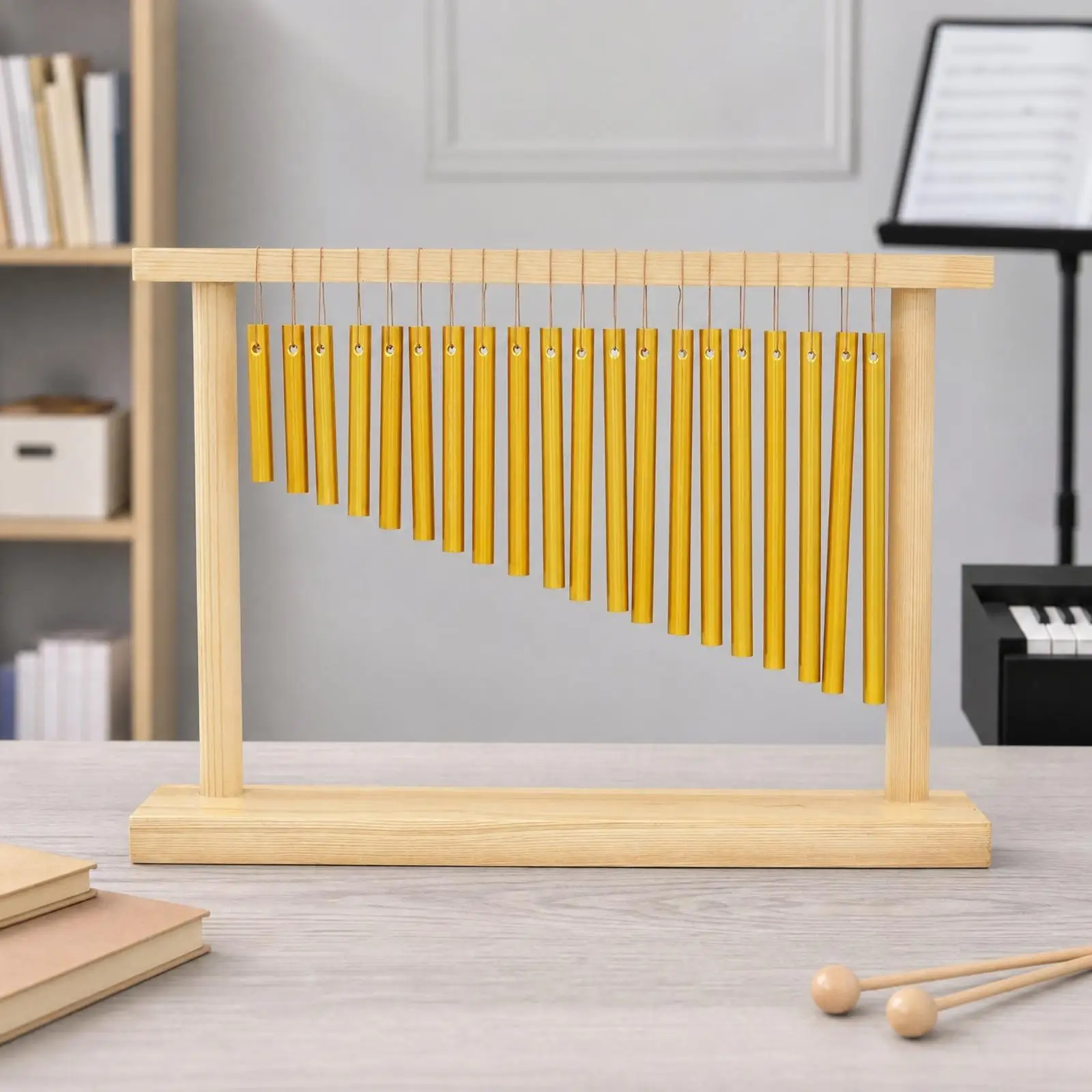 Wooden Base Orff Music Bell Chime Wind Chimes Bells for Live Shows Rehearsal and Creative Art