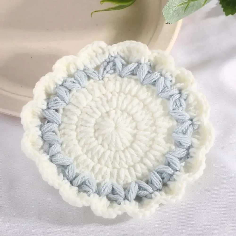 Wave Lace Coaster Simple Fashion Cute Flower Knitted Coasters Hand-woven Thermal Insulation Mat Table Decoration Cup Pads