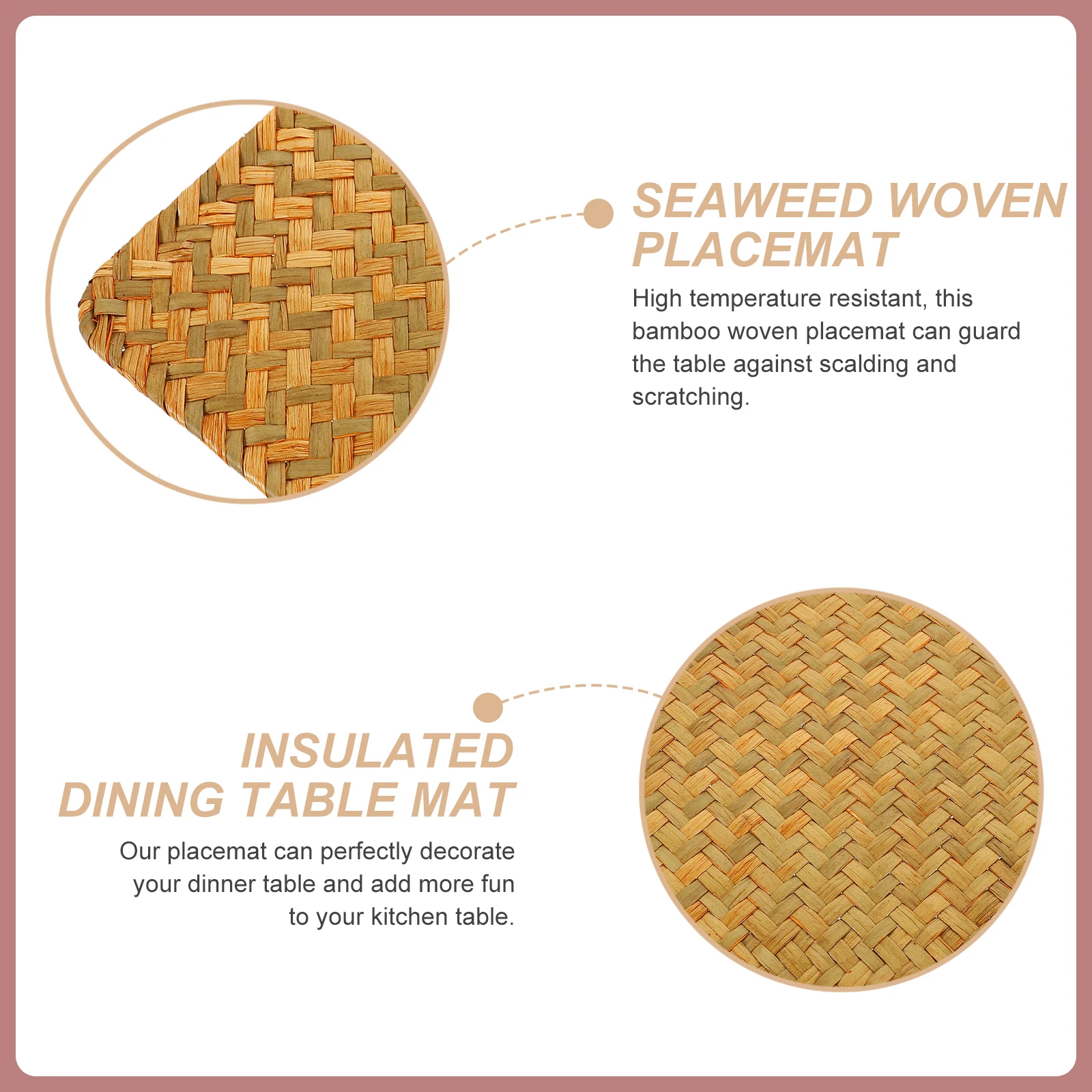 

Seagrass H made Woven Placemat Retro Square Heatproof Table Mats Waterproof Bamboo Dining Accessories Rustic Style Home Decor