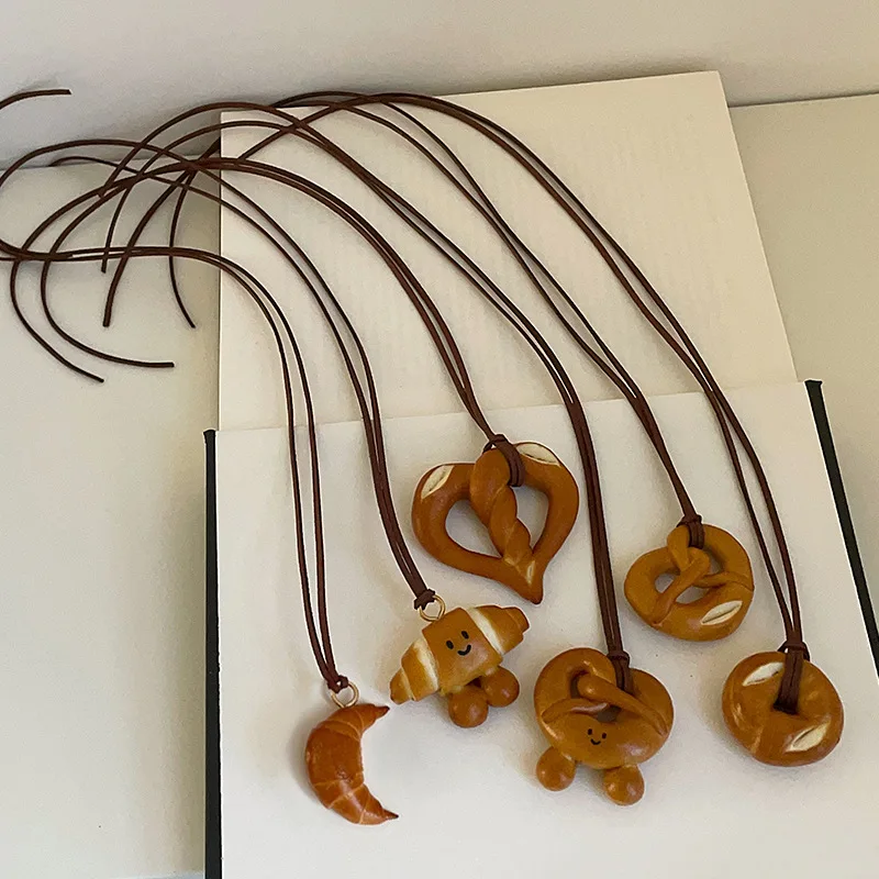 Handmade Bread, Alkaline Water Cow Horn Bun Hymn Pendant Necklace Women Niche Personality Fashion Versatile Pendant Accessories image 4