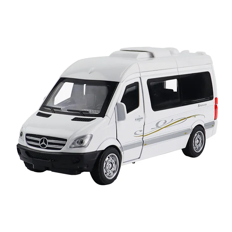 1:32 Alloy Diecast Sprinter MPV Van Toy Car Pull Back Sound Light Doors Openable Collection Toys Vehicle Gift For Kid