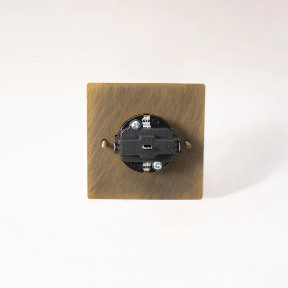 Retro 86 Typ Kreuzgerändelter Kippschalter Vintage Messingplatte CE 220V EU-Steckdose Dimmer für Büros Hotels Hardware – Detail 8