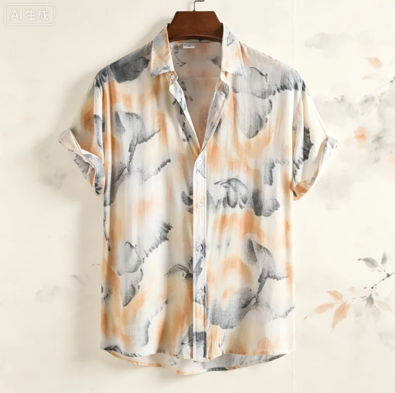 2026 NEW Hawaiian Oversize Shirts Cotton Men's Designer Luxury T-shirt Tiki T-shirts Man Fashion Clothing Blouses Social