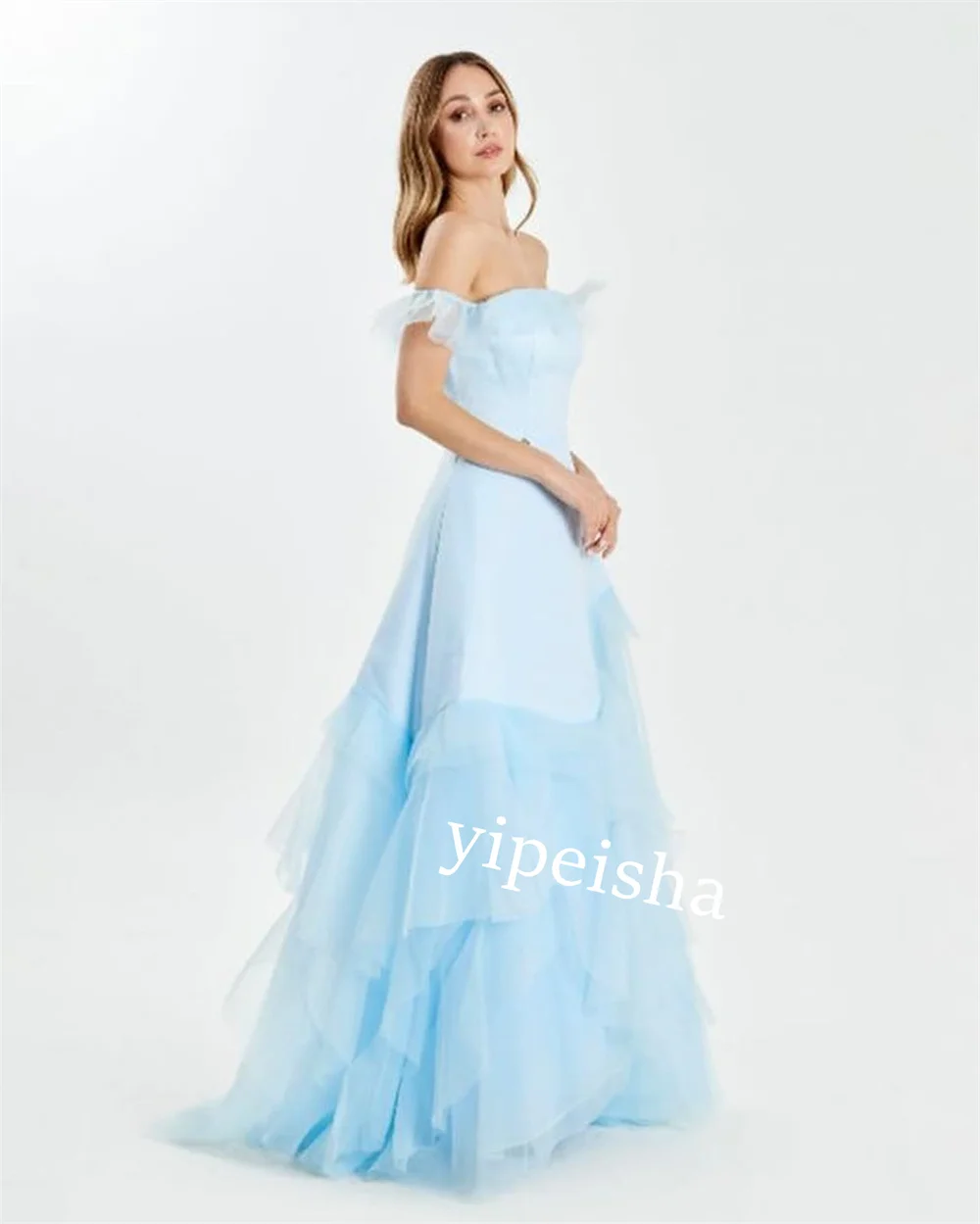 Jiayigong  Jersey Pleat Cocktail Evening A-line Boat Neck Bespoke Occasion Gown Long Dresses Saudi Arabia