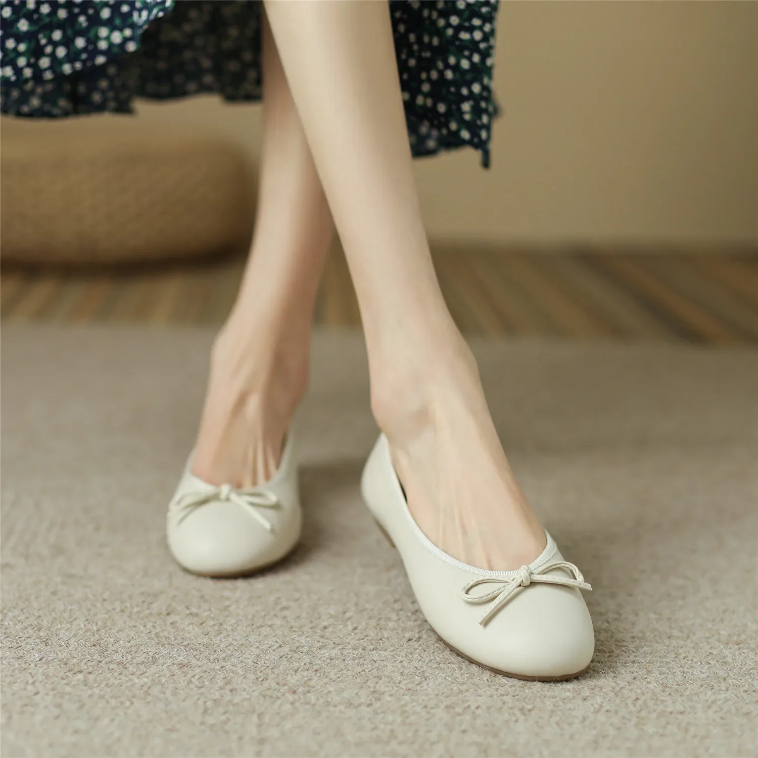 Women Flats Casual Shoes Genuine Cow Leather Soft Outsole Slip On Sheepskin Insole Pigskin Lining Handmade Colleage Girls Shoes