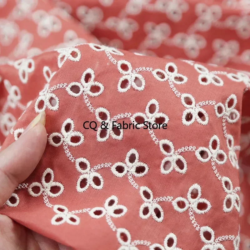 High Density Cotton Hollow Embroidery Fabric Dress Clothing Fabric Soft And Breathable Handmade DIY Cloth