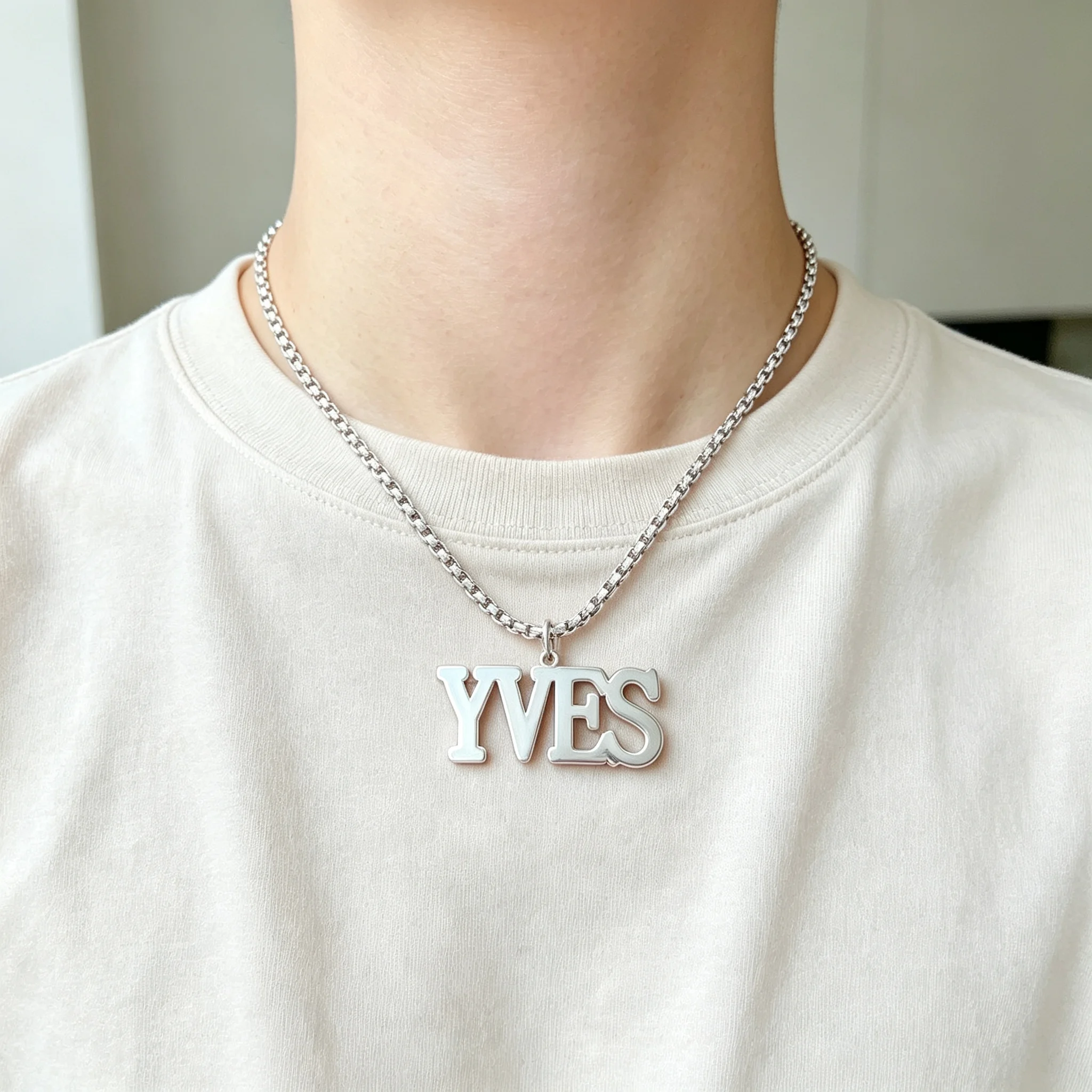 Custom Name Necklace for Men Stainless Steel Gold Box Chain Nameplate Pendant Choker Personalized Jewelry Love Gift
