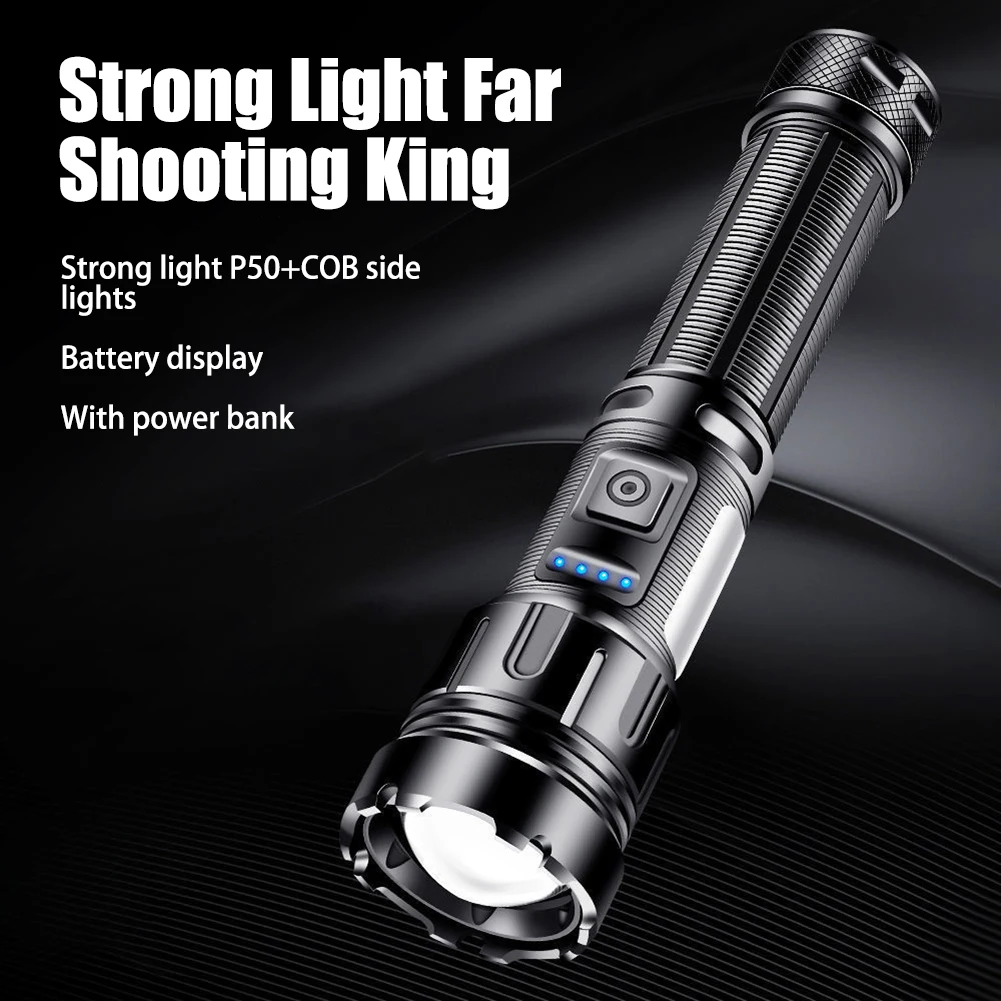 Retractable Flashlight Multifunctional Zoom Long-range Flashlight For Outdoor